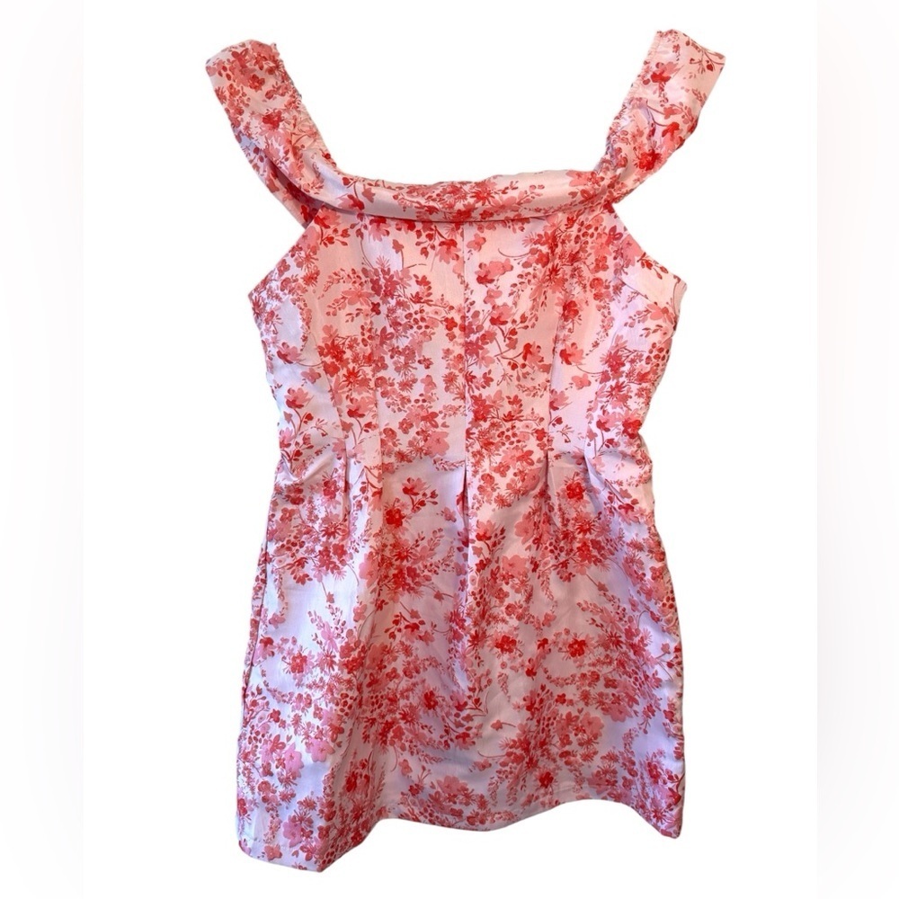TCEC Sunday Best Floral Off the Shoulder Pink Jacquard Floral Dress Size Large